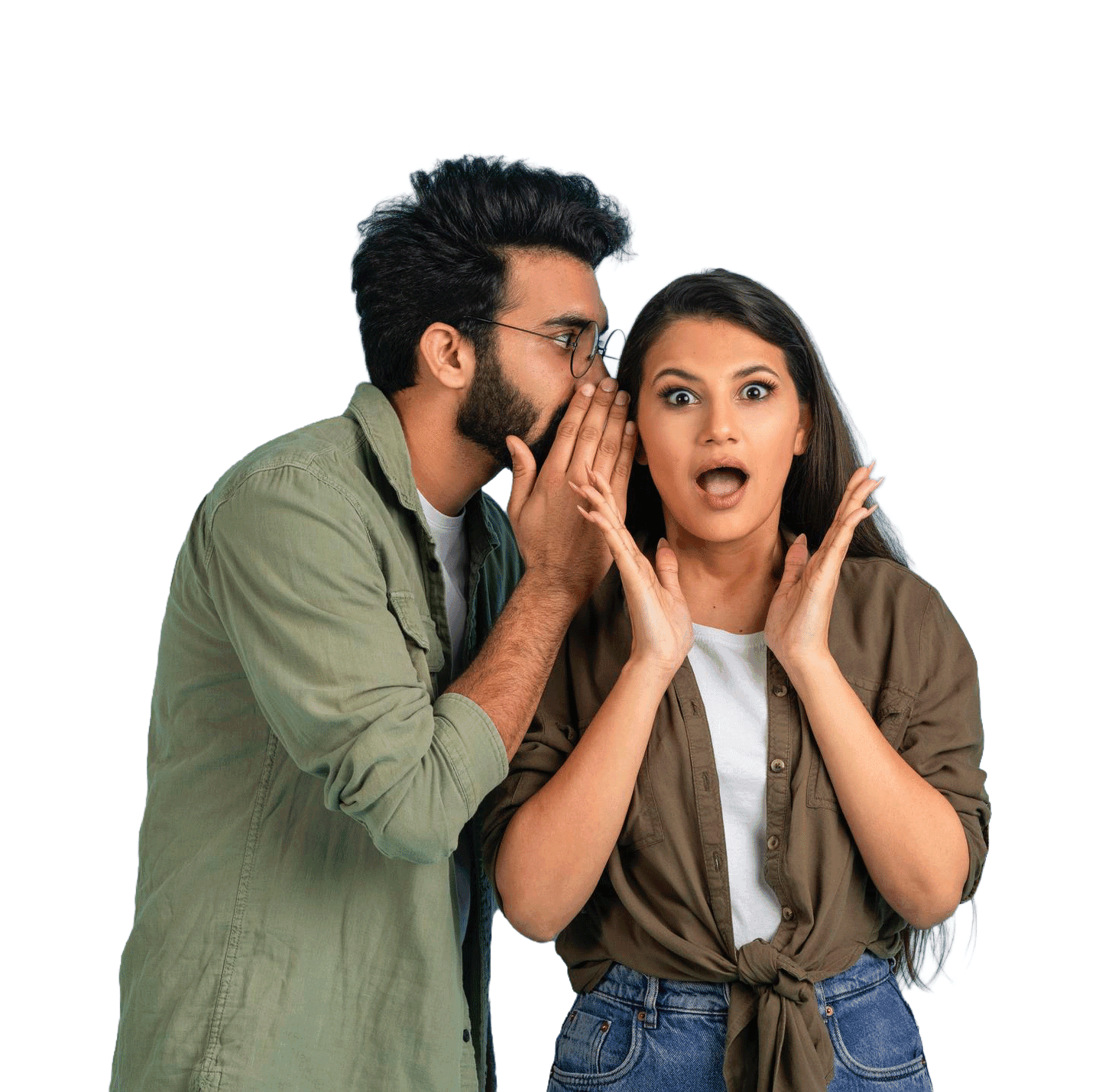 Couple surprised expression