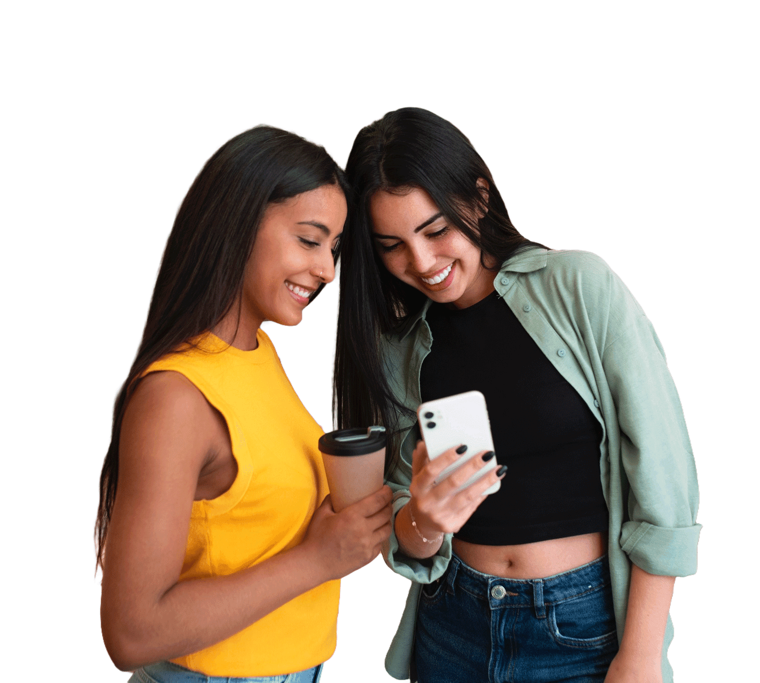 Two women looking at phone