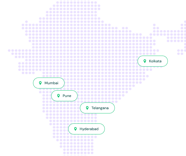 India map with office locations